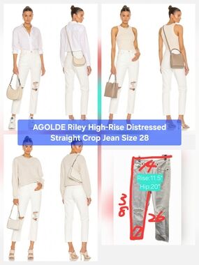 AGOLDE Riley High-Rise Distressed Straight Crop Jeans Size 28
